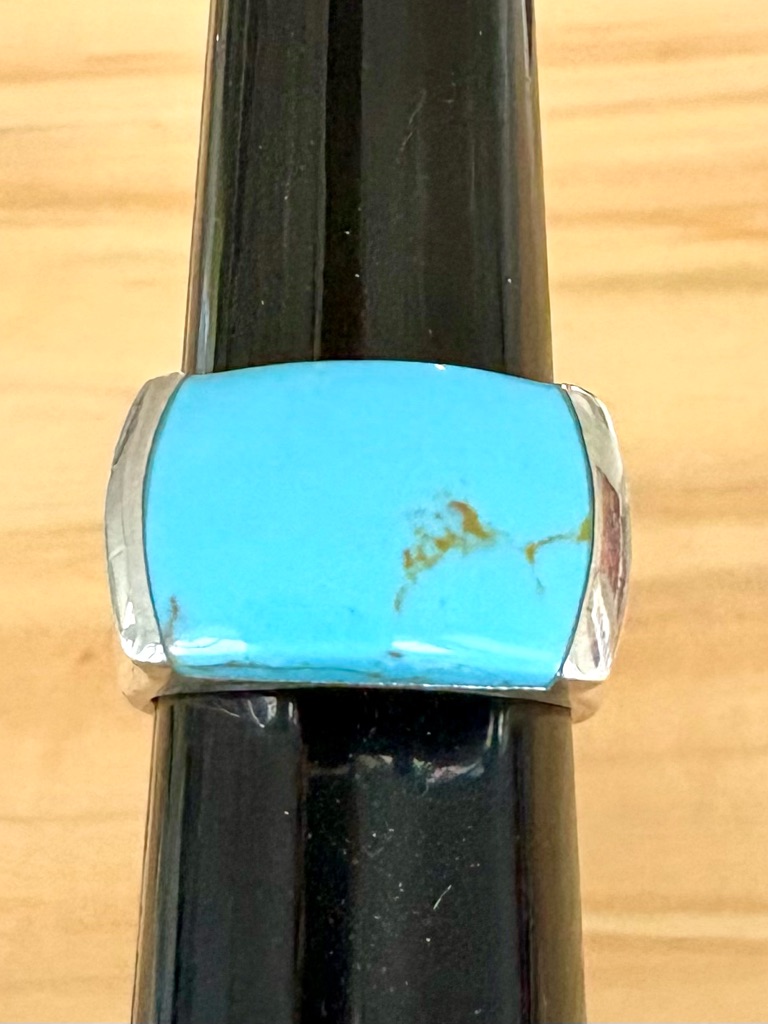 Turquoise & Solid Sterling Silver Ring Size 8.5 Statement Ring